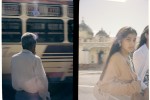 une jeune fille me regarde et un homme attend devant bus à l'Iles Maurice en 2007© Photo Deborah Metsch