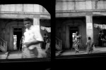 a travers la vitre de ma voiture, sur la route, série noir et blanc, au Ghana, en 2000 © Photo Deborah Metsch